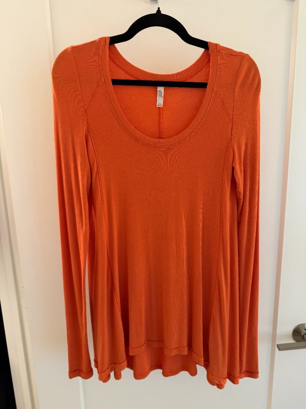 Free People Orange Ribbed Long Sleeve Tunic - Size S